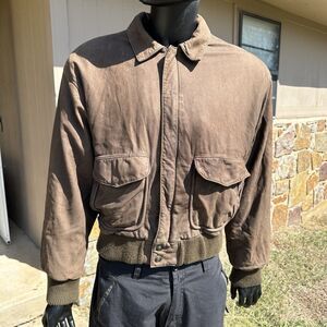 Vintage Adventure Bound Wilson Leather Jacket Mens Large‎ Brown Bomber Aviator